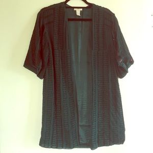 Zara green teal beaded sequin jacket topper sm